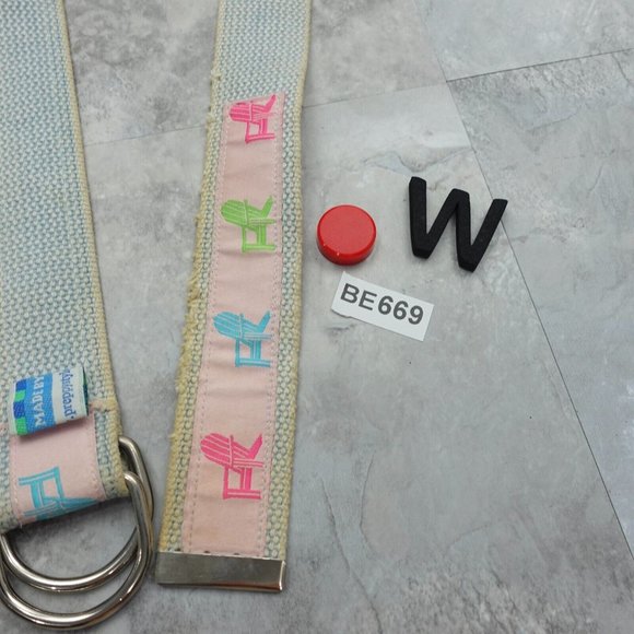 Preppy Belt Womens Size Medium Metal D Ring Buckle Porch Chair Canvas Webbed Y2K - Picture 16 of 16